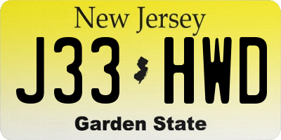 NJ license plate J33HWD