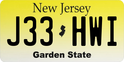 NJ license plate J33HWI