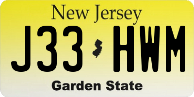 NJ license plate J33HWM