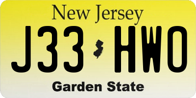 NJ license plate J33HWO