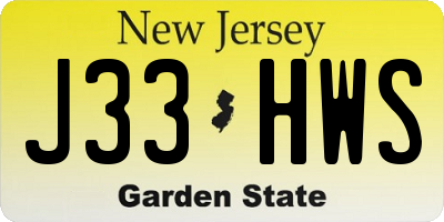 NJ license plate J33HWS