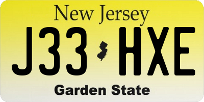 NJ license plate J33HXE