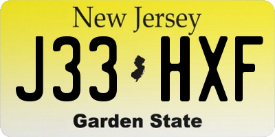 NJ license plate J33HXF