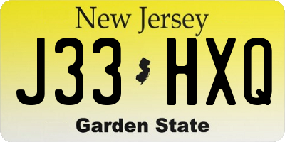 NJ license plate J33HXQ