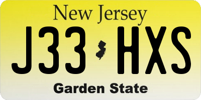 NJ license plate J33HXS