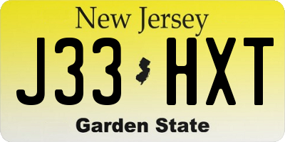 NJ license plate J33HXT