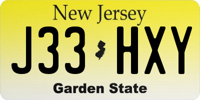 NJ license plate J33HXY
