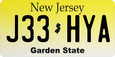 NJ license plate J33HYA