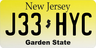 NJ license plate J33HYC