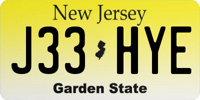 NJ license plate J33HYE