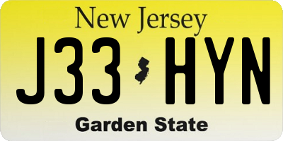 NJ license plate J33HYN
