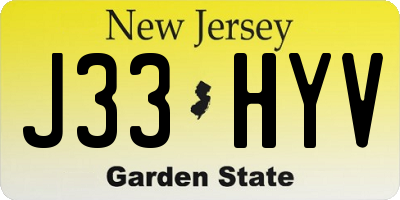 NJ license plate J33HYV