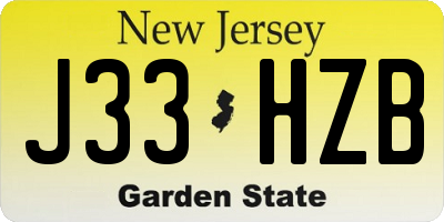 NJ license plate J33HZB