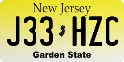 NJ license plate J33HZC