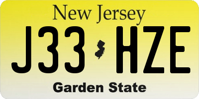 NJ license plate J33HZE
