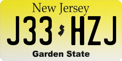 NJ license plate J33HZJ