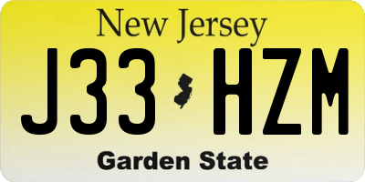 NJ license plate J33HZM