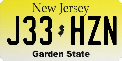 NJ license plate J33HZN