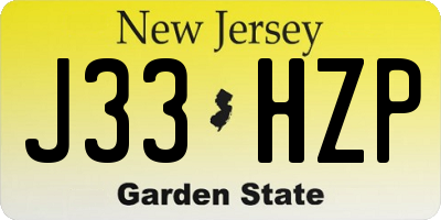 NJ license plate J33HZP