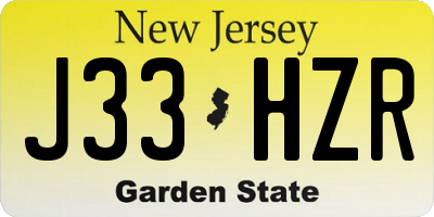 NJ license plate J33HZR