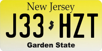 NJ license plate J33HZT