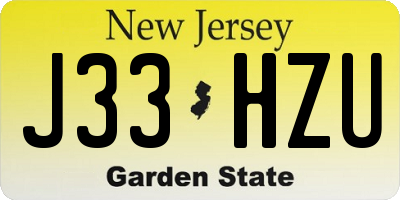 NJ license plate J33HZU