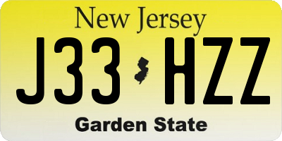 NJ license plate J33HZZ