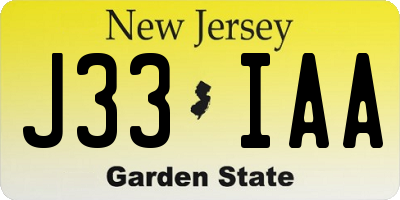 NJ license plate J33IAA