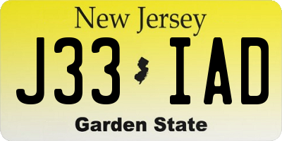 NJ license plate J33IAD