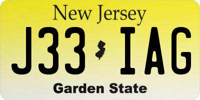 NJ license plate J33IAG