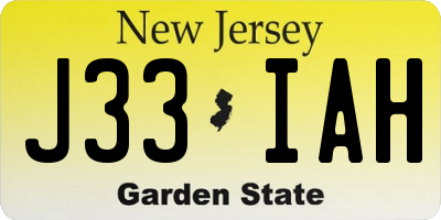NJ license plate J33IAH