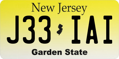NJ license plate J33IAI