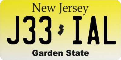 NJ license plate J33IAL