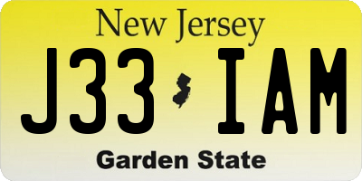 NJ license plate J33IAM