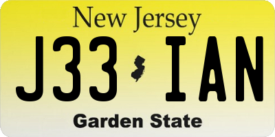 NJ license plate J33IAN