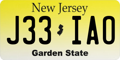 NJ license plate J33IAO