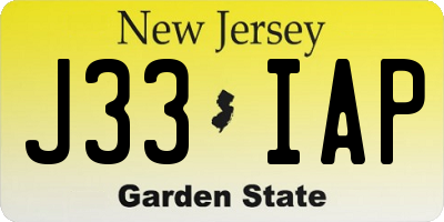 NJ license plate J33IAP