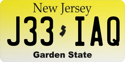 NJ license plate J33IAQ