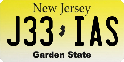 NJ license plate J33IAS