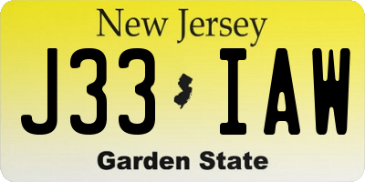 NJ license plate J33IAW