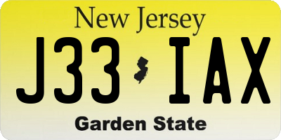 NJ license plate J33IAX