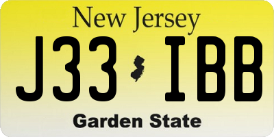 NJ license plate J33IBB
