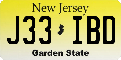 NJ license plate J33IBD