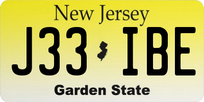 NJ license plate J33IBE