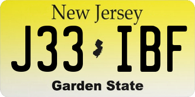 NJ license plate J33IBF
