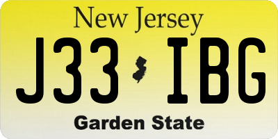 NJ license plate J33IBG