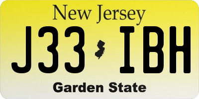 NJ license plate J33IBH
