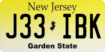 NJ license plate J33IBK