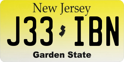 NJ license plate J33IBN