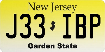NJ license plate J33IBP